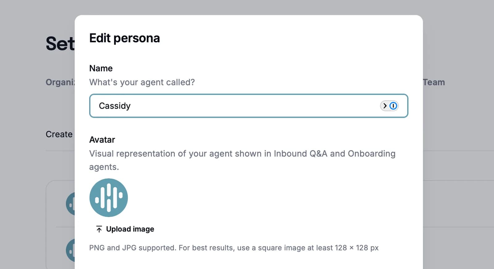 Uploading a custom persona avatar