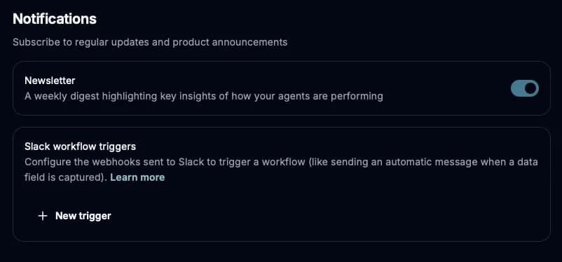 The Notifications section in account settings