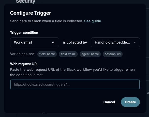 Configuring the Slack webhook