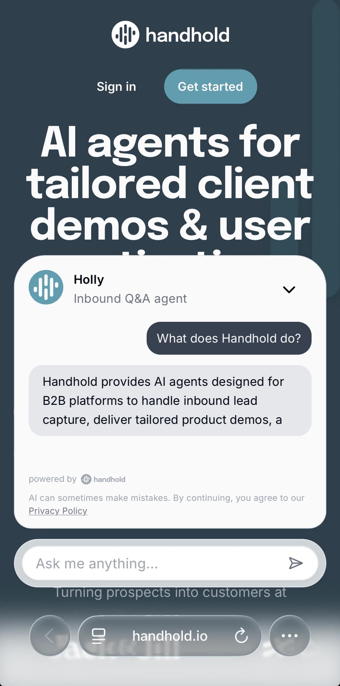 The Inbound Q&A agent on a mobile screen
