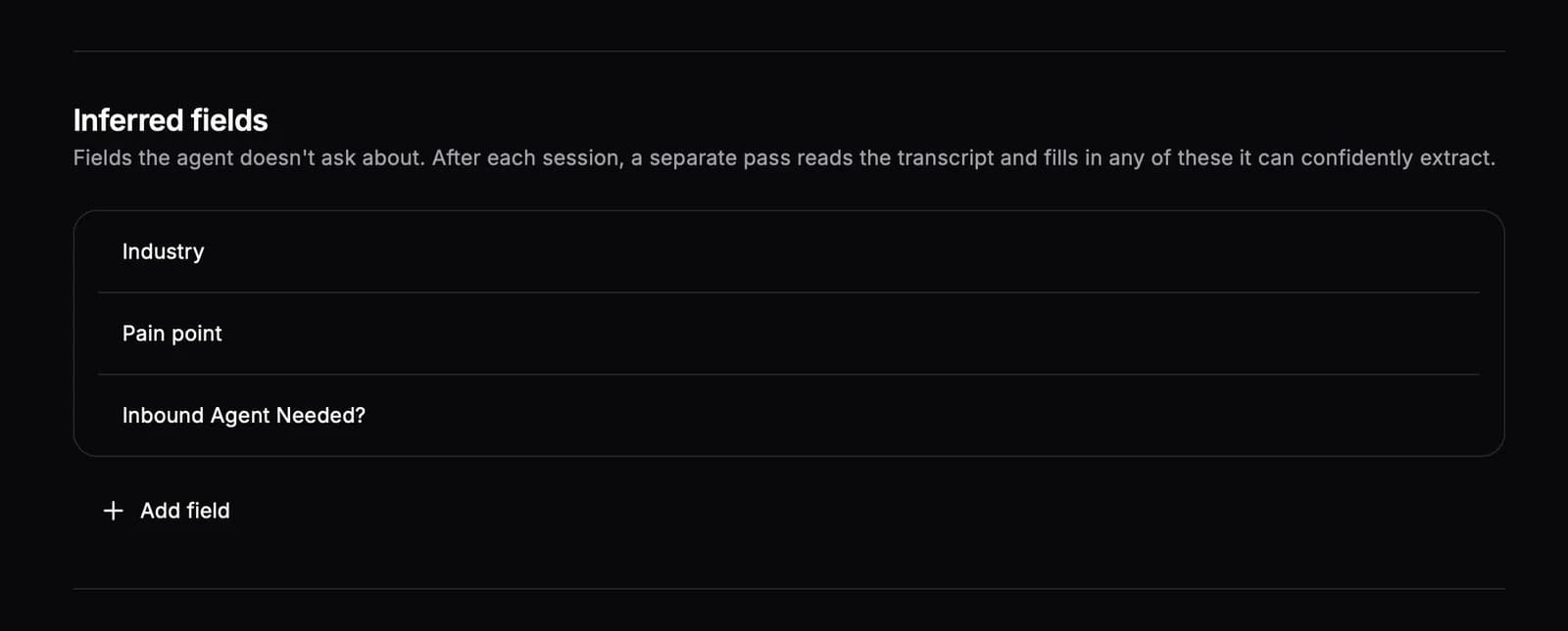 Configuring an inferred field in the agent editor