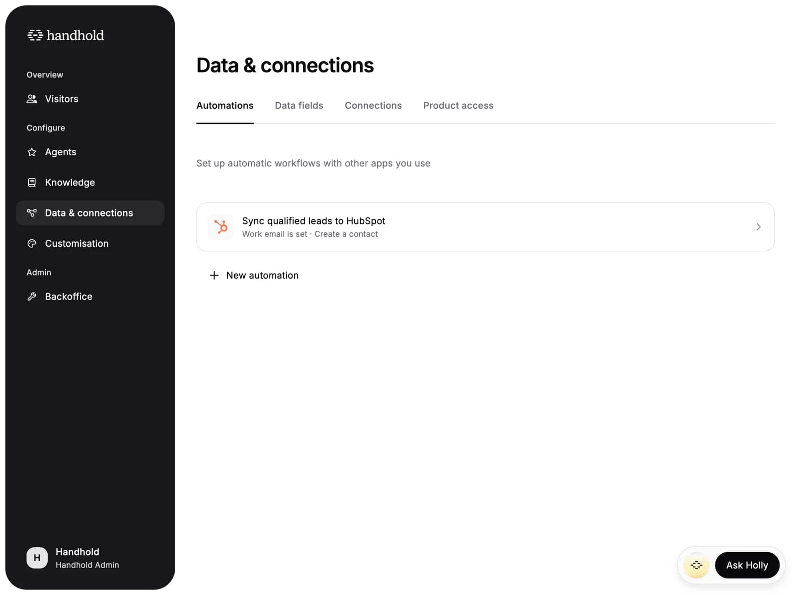 A HubSpot automation in the automations list