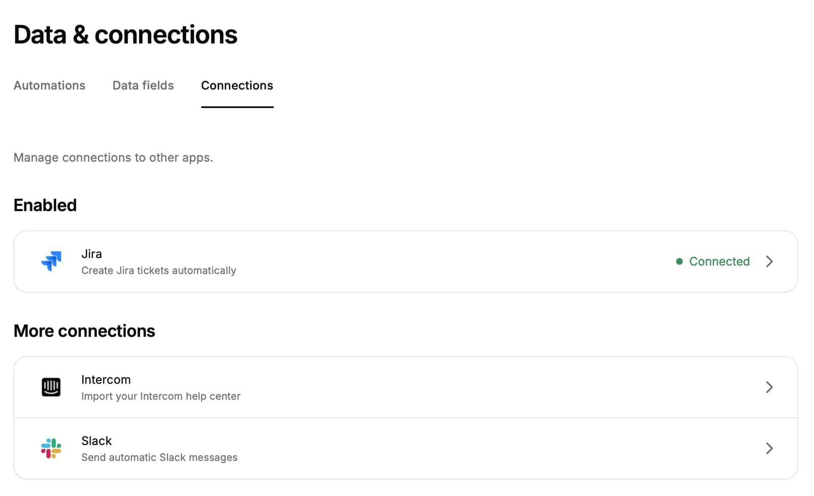 The automations list with a Jira and a Slack automation
